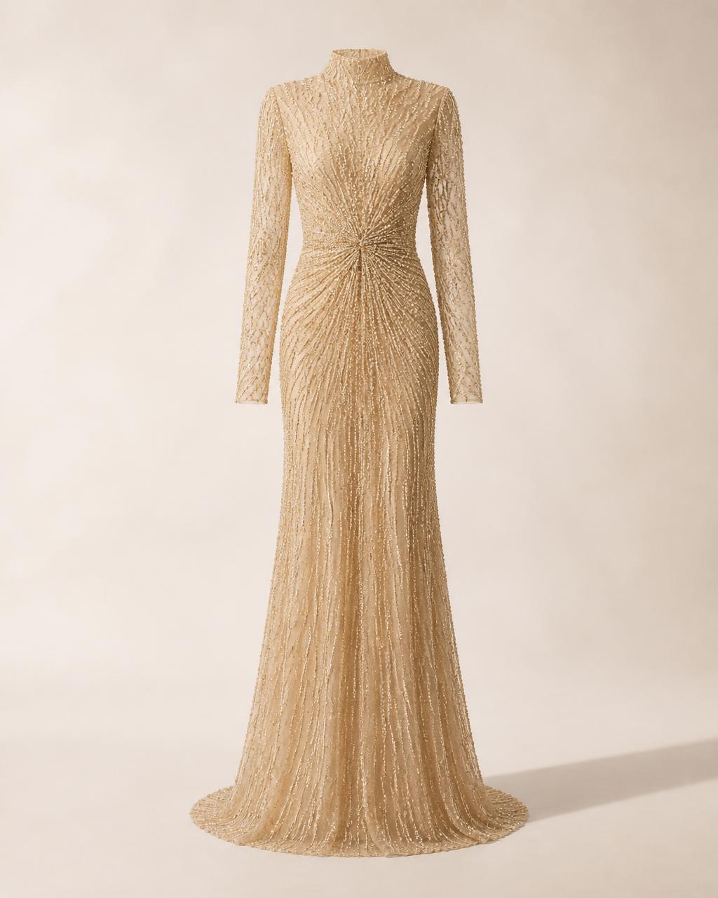 Seraphine Beaded Gown in Champagne